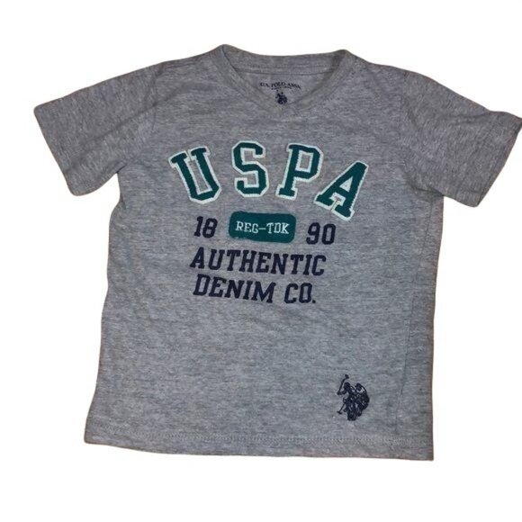 U.S. Polo Assn. Boys Gray Graphic Tee Shirt Size 4T 100% Cotton Casual Wear - Picture 1 of 4